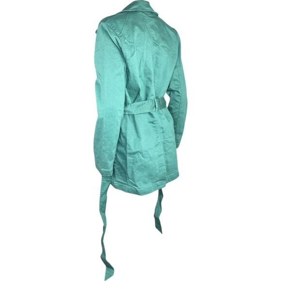 DG2 Diane Gilman Green Trench Jacket XS NWT Belted Cotton Blend 30th Anniversary - Picture 6 of 13